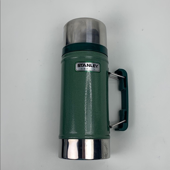 Stanley Classic Retro Green Thermos with Silver Accents Handle Lid 24oz - Picture 11 of 12